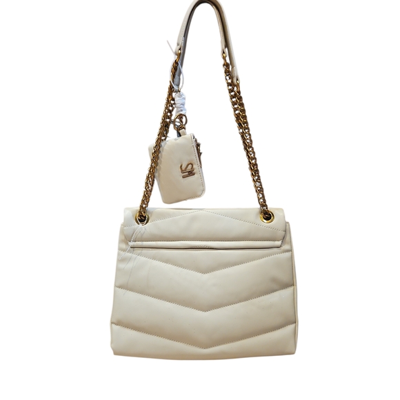 Steve Madden Bparker Oatmilk Cream Quilted Shoulder Bag With Change Wallet - Picture 8 of 15
